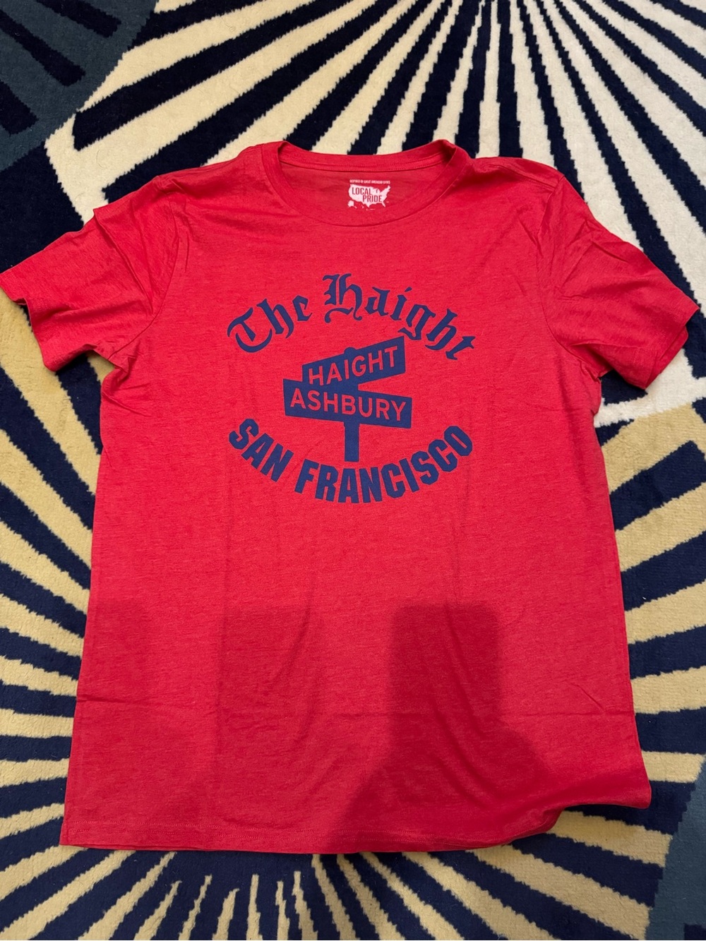 Todd Snyder Red Short Sleeve Tee with Navy Blue San Francisco Graphic